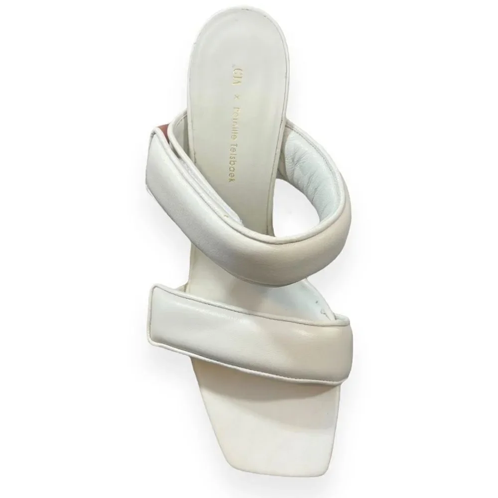 GIA BORGHINI 85mm Leather High Heel Sandals Steel Grey White Women's Size 40 - Picture 4 of 9